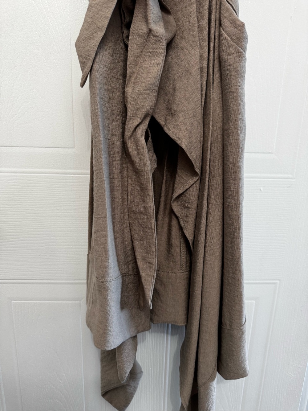 Sleeveless Taupe Wrap Tunic with Waist Tie - Picture 13 of 16